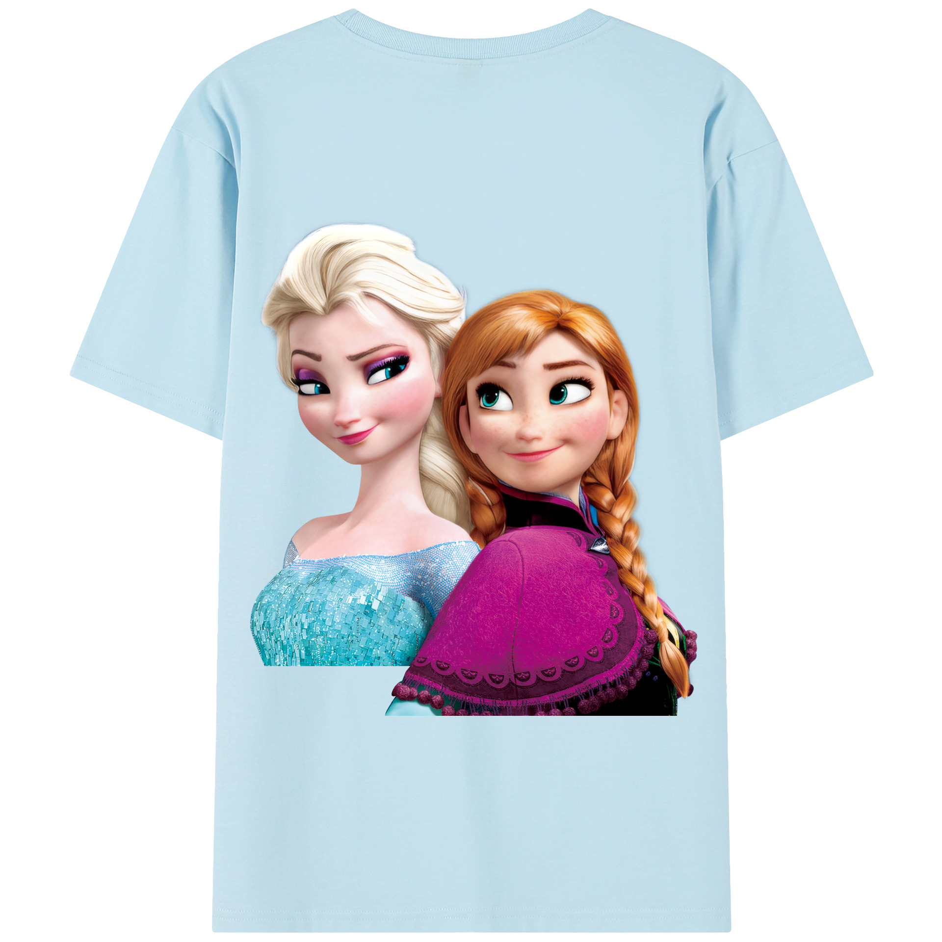 （画像用） アナと雪の女王 アンナ エルサ Frozen Anna Elsa 綿100％半袖Tシャツ（背面プリント）